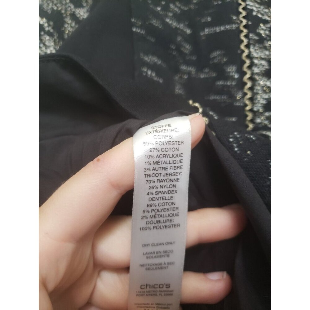 Chico's 1 Womens 8 S Jacket Full Zipper Gray Heather Pieced Jacquard Black NWT - Picture 7 of 7